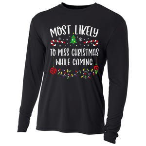 Most Likely To Miss Christmas While Gaming Funny Christmas Family Matching Cut Cooling Performance Long Sleeve Crew