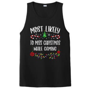 Most Likely To Miss Christmas While Gaming Funny Christmas Family Matching Cut PosiCharge Competitor Tank