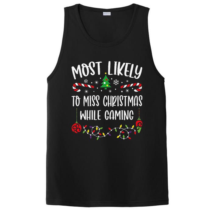 Most Likely To Miss Christmas While Gaming Funny Christmas Family Matching Cut PosiCharge Competitor Tank