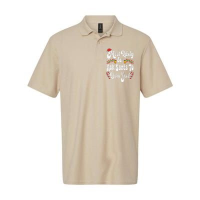 Most Likely To Ask Santa To Define Good Funny Christmas Softstyle Adult Sport Polo