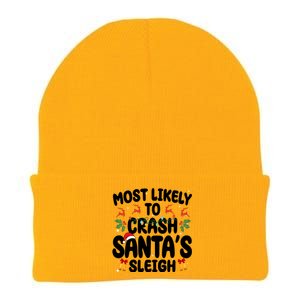 Most Likely To Crash Santas Sleigh Funny Christmas Knit Cap Winter Beanie