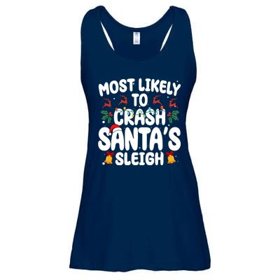 Most Likely To Crash Santas Sleigh Funny Christmas Ladies Essential Flowy Tank