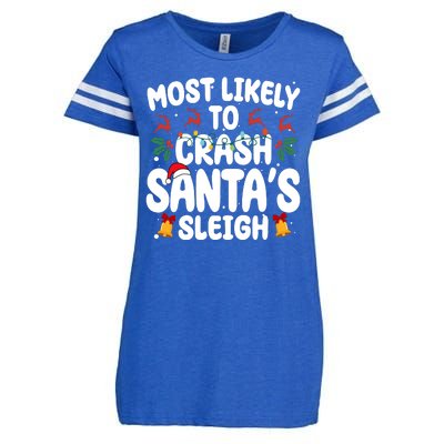 Most Likely To Crash Santas Sleigh Funny Christmas Enza Ladies Jersey Football T-Shirt