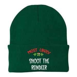 Most Likely To Christmas Shoot The Reindeer Family Group Knit Cap Winter Beanie