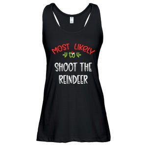 Most Likely To Christmas Shoot The Reindeer Family Group Ladies Essential Flowy Tank