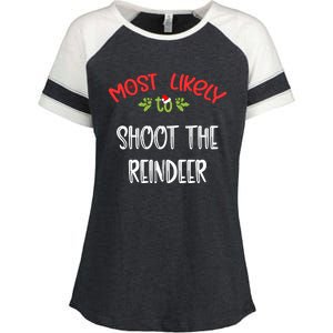 Most Likely To Christmas Shoot The Reindeer Family Group Enza Ladies Jersey Colorblock Tee