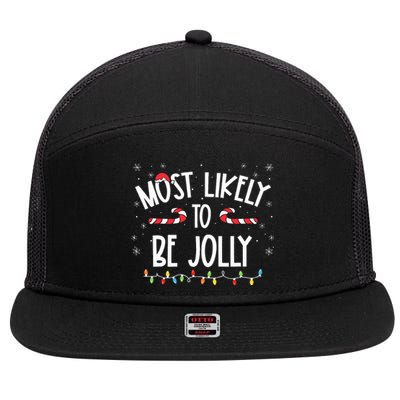 Most Likely To Be Jolly Christmas Family Matching  7 Panel Mesh Trucker Snapback Hat