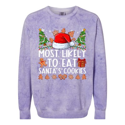 Most Likely To Eat Santas Cookies Christmas Shirts For Family Colorblast Crewneck Sweatshirt