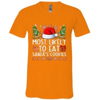 Most Likely To Eat Santas Cookies Christmas Shirts For Family V-Neck T-Shirt