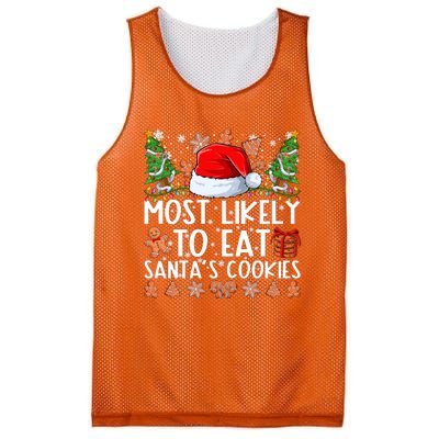 Most Likely To Eat Santas Cookies Christmas Shirts For Family Mesh Reversible Basketball Jersey Tank