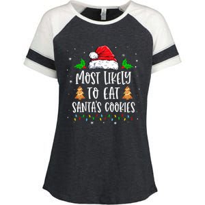 Most Likely To Eat SantaS Cookies Matching Christmas Enza Ladies Jersey Colorblock Tee