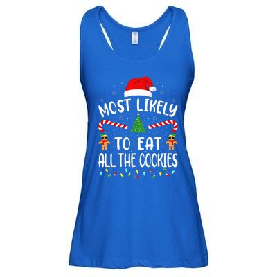 Most Likely To Eat All the Cookies Family Joke Christmas  Ladies Essential Flowy Tank