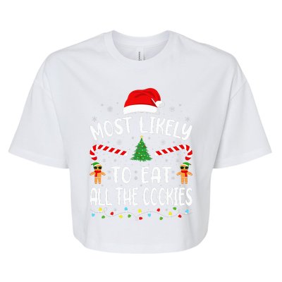 Most Likely To Eat All the Cookies Family Joke Christmas  Bella+Canvas Jersey Crop Tee