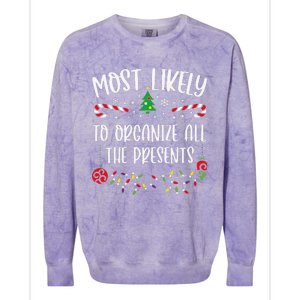 Most Likely To Organize All The Presents Funny Christmas Family Matching Cute Colorblast Crewneck Sweatshirt