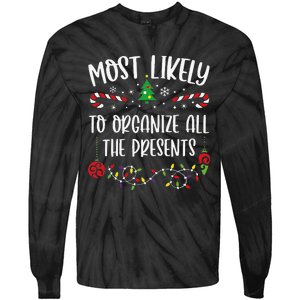 Most Likely To Organize All The Presents Funny Christmas Family Matching Cute Tie-Dye Long Sleeve Shirt