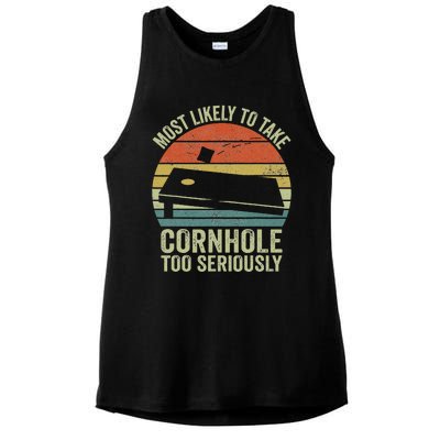 Most Likely To Take Cornhole Too Seriously Cornhole Ladies PosiCharge Tri-Blend Wicking Tank