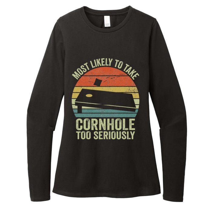 Most Likely To Take Cornhole Too Seriously Cornhole Womens CVC Long Sleeve Shirt