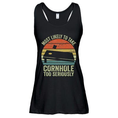 Most Likely To Take Cornhole Too Seriously Cornhole Ladies Essential Flowy Tank