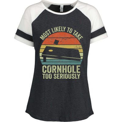 Most Likely To Take Cornhole Too Seriously Cornhole Enza Ladies Jersey Colorblock Tee