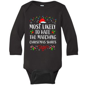 Most Likely To Hate Matching Christmas Funny Family Matching Baby Long Sleeve Bodysuit