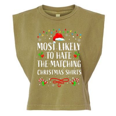 Most Likely To Hate Matching Christmas Funny Family Matching Garment-Dyed Women's Muscle Tee