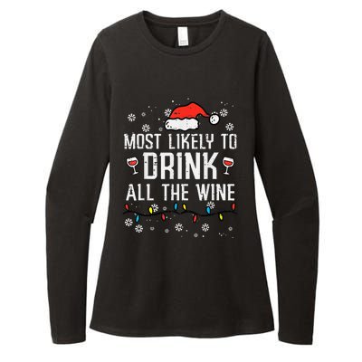 Most Likely To Drink All The Wine Family Matching Christmas Womens CVC Long Sleeve Shirt