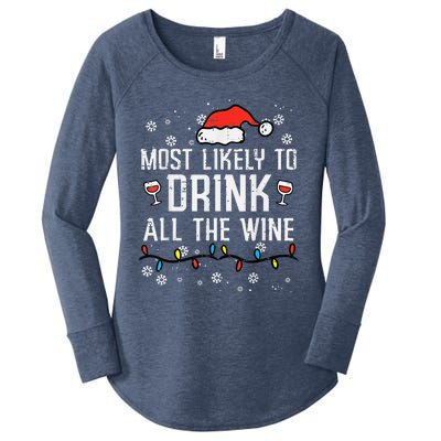 Most Likely To Drink All The Wine Family Matching Christmas Women's Perfect Tri Tunic Long Sleeve Shirt