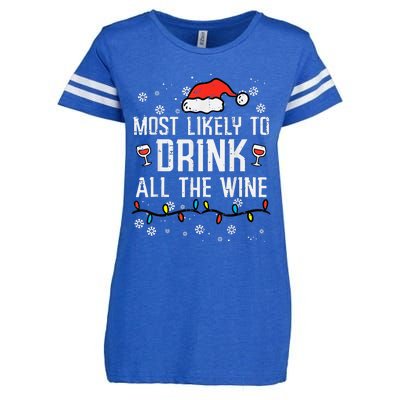 Most Likely To Drink All The Wine Family Matching Christmas Enza Ladies Jersey Football T-Shirt