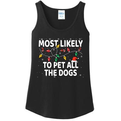 Most Likely To Pet All The Dogs Xmas Matching Ladies Essential Tank