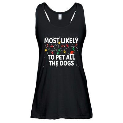 Most Likely To Pet All The Dogs Xmas Matching Ladies Essential Flowy Tank