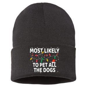 Most Likely To Pet All The Dogs Xmas Matching Sustainable Knit Beanie