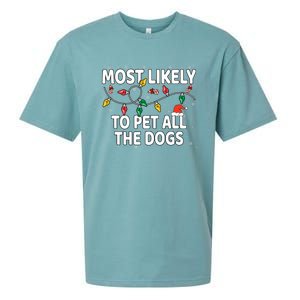 Most Likely To Pet All The Dogs Xmas Matching Sueded Cloud Jersey T-Shirt