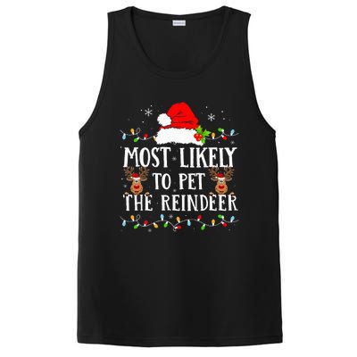 Most Likely To Pet The Reindeer Funny Christmas Family PosiCharge Competitor Tank