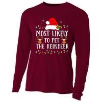 Most Likely To Pet The Reindeer Funny Christmas Family Cooling Performance Long Sleeve Crew