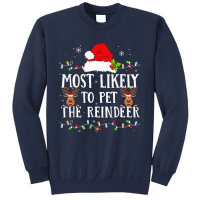 Most Likely To Pet The Reindeer Funny Christmas Family Sweatshirt