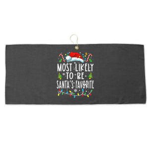 Most Likely To Be SantaS Favorite Matching Christmas Gift Large Microfiber Waffle Golf Towel