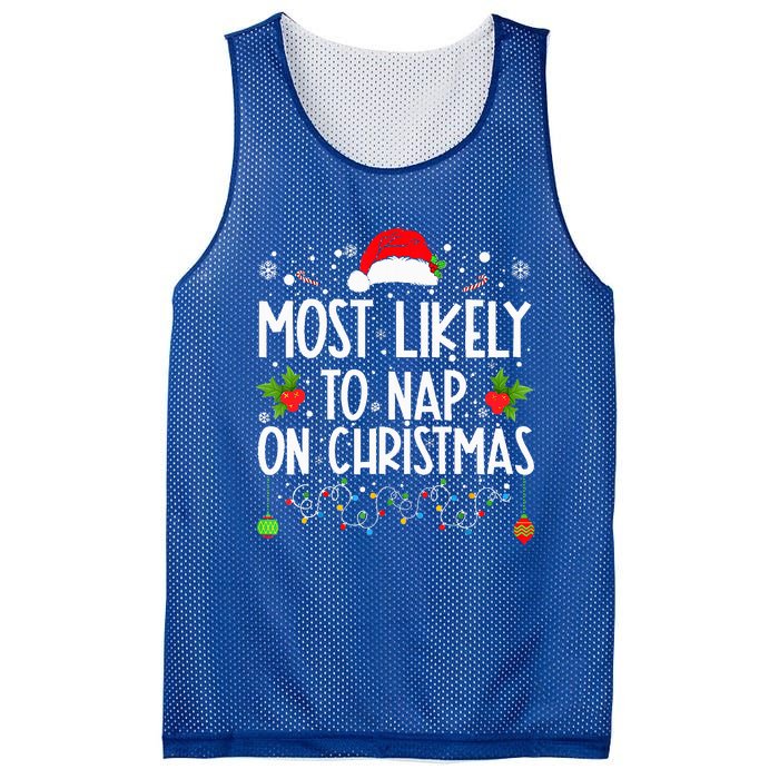 Most Likely To Nap On Christmas Family Christmas Pajamas Mesh Reversible Basketball Jersey Tank