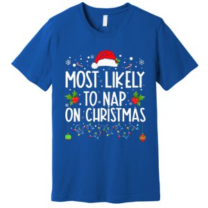 Most Likely To Nap On Christmas Family Christmas Pajamas Premium T-Shirt