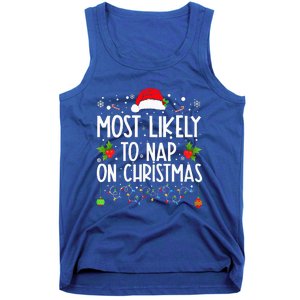 Most Likely To Nap On Christmas Family Christmas Pajamas Tank Top