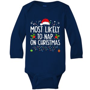 Most Likely To Nap On Christmas Family Christmas Pajamas Baby Long Sleeve Bodysuit