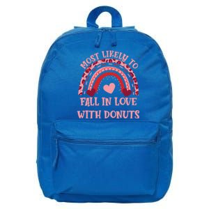 Most Likely To Fall In Love With Donuts Funny Valentines Day Great Gift 16 in Basic Backpack