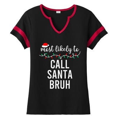 Most Likely To Christmas Matching Family Pajamas Funny Gift Ladies Halftime Notch Neck Tee