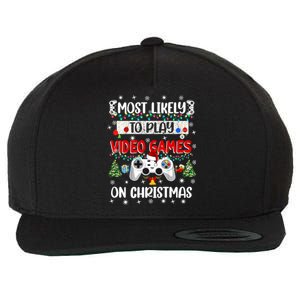 Most Likely To Play Video Games On Christmas Funny Gifts Wool Snapback Cap