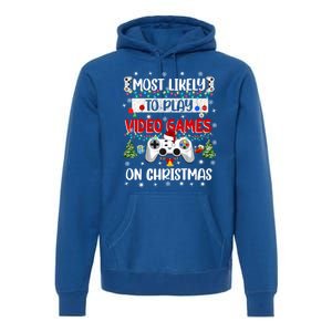 Most Likely To Play Video Games On Christmas Funny Gifts Premium Hoodie