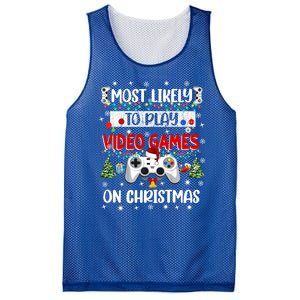 Most Likely To Play Video Games On Christmas Funny Gifts Mesh Reversible Basketball Jersey Tank