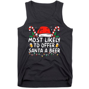 Most Likely To Offer Santa A Beer Funny Drinking Christmas Tank Top