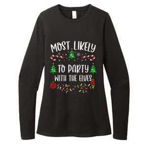 Most Likely To Party With The Elves Funny Christmas Family Matching Cute Chris Womens CVC Long Sleeve Shirt