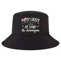 Most Likely To Start Shenanigans Funny Christmas Cool Comfort Performance Bucket Hat