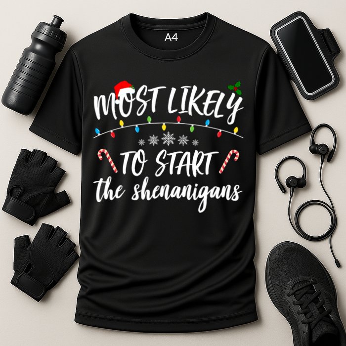 Most Likely To Start Shenanigans Funny Christmas Performance Shirt