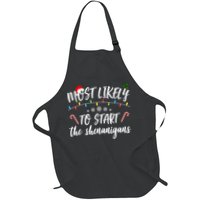 Most Likely To Start Shenanigans Funny Christmas Apron